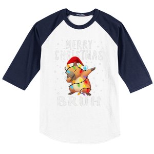 Dabbing Santa Capy Light Merry Christmas Bruh Boy Girl Funny Baseball Sleeve Shirt