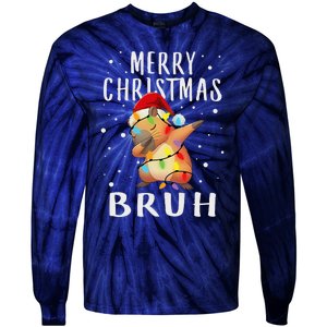 Dabbing Santa Capy Light Merry Christmas Bruh Boy Girl Funny Tie-Dye Long Sleeve Shirt