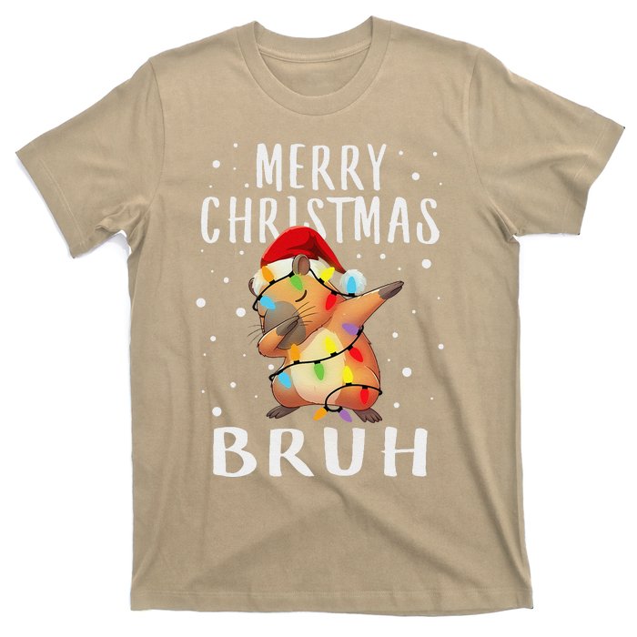 Dabbing Santa Capy Light Merry Christmas Bruh Boy Girl Funny T-Shirt