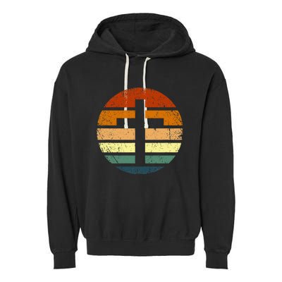 Distressed Sunset Cross Christian Design Garment-Dyed Fleece Hoodie