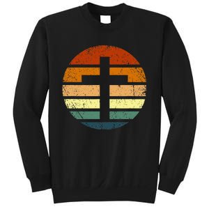 Distressed Sunset Cross Christian Design Sweatshirt