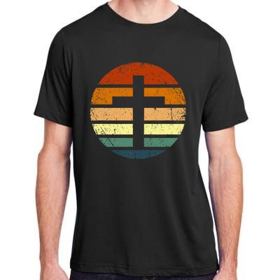 Distressed Sunset Cross Christian Design Adult ChromaSoft Performance T-Shirt