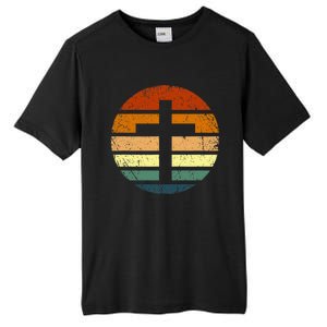 Distressed Sunset Cross Christian Design Tall Fusion ChromaSoft Performance T-Shirt