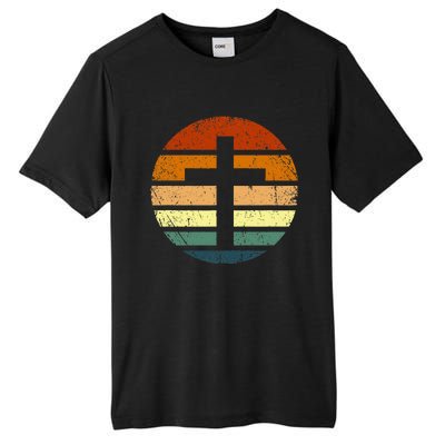 Distressed Sunset Cross Christian Design Tall Fusion ChromaSoft Performance T-Shirt