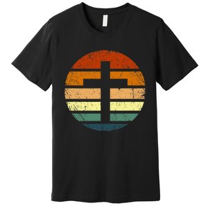 Distressed Sunset Cross Christian Design Premium T-Shirt