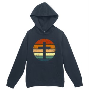 Distressed Sunset Cross Christian Design Urban Pullover Hoodie