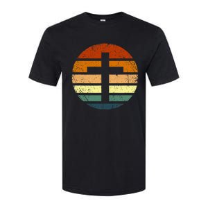 Distressed Sunset Cross Christian Design Softstyle CVC T-Shirt