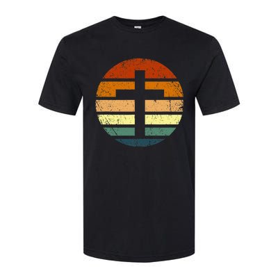 Distressed Sunset Cross Christian Design Softstyle CVC T-Shirt