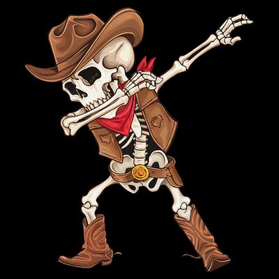 Dabbing Skeleton Cowboy Halloween Costume Gift T-Shirt