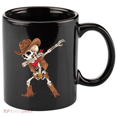 Dabbing Skeleton Cowboy Halloween Costume Gift 11oz C Handle Ceramic Mug