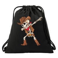 Dabbing Skeleton Cowboy Halloween Costume Gift Drawstring Bag