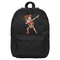 Dabbing Skeleton Cowboy Halloween Costume Gift 16 in Basic Backpack