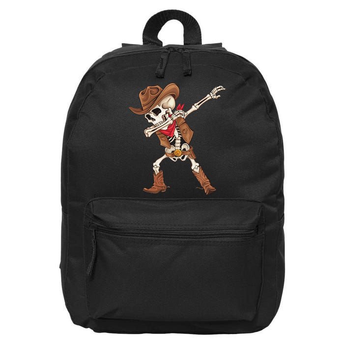 Dabbing Skeleton Cowboy Halloween Costume Gift 16 in Basic Backpack