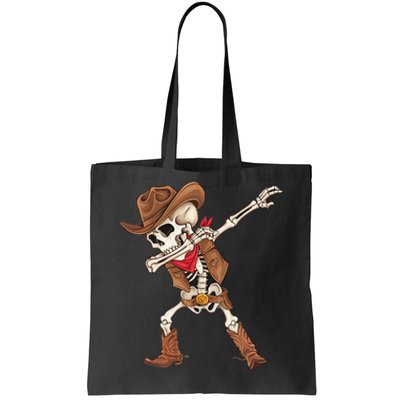 Dabbing Skeleton Cowboy Halloween Costume Gift Tote Bag