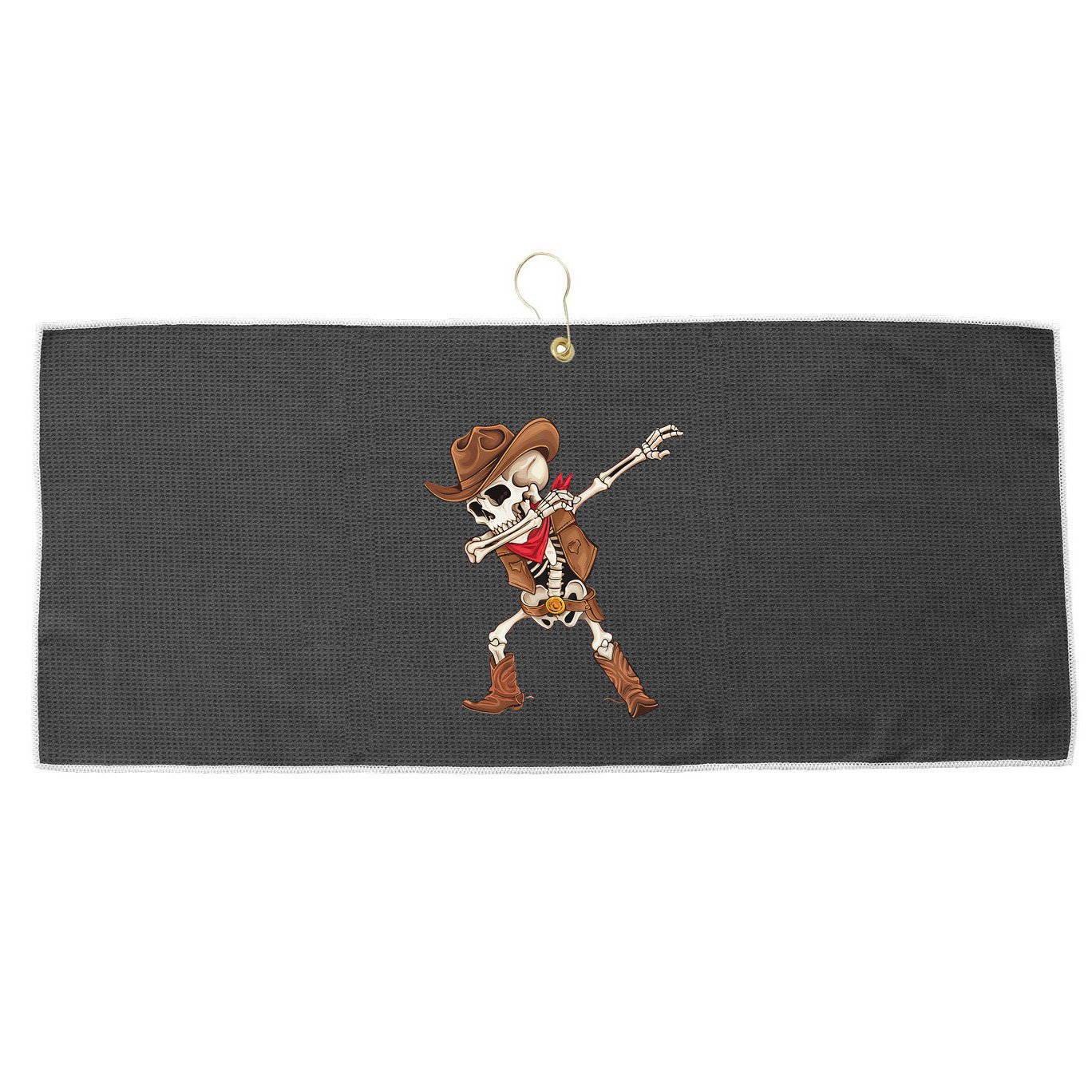 Dabbing Skeleton Cowboy Halloween Costume Gift Large Microfiber Waffle Golf Towel