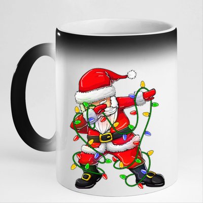 Dabbing Santa Christmas Tree Lights 11oz Black Color Changing Mug