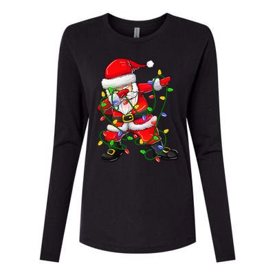 Dabbing Santa Christmas Tree Lights Womens Cotton Relaxed Long Sleeve T-Shirt