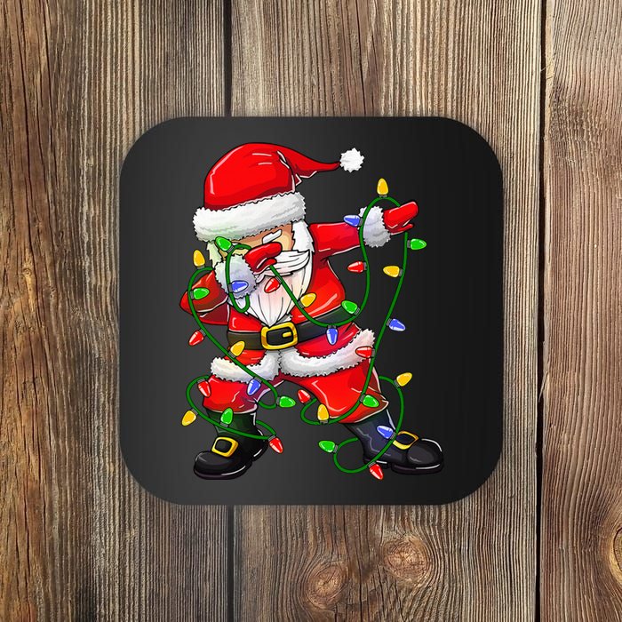 Dabbing Santa Christmas Tree Lights Coaster