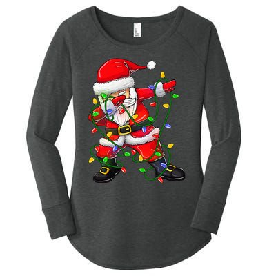 Dabbing Santa Christmas Tree Lights Women's Perfect Tri Tunic Long Sleeve Shirt