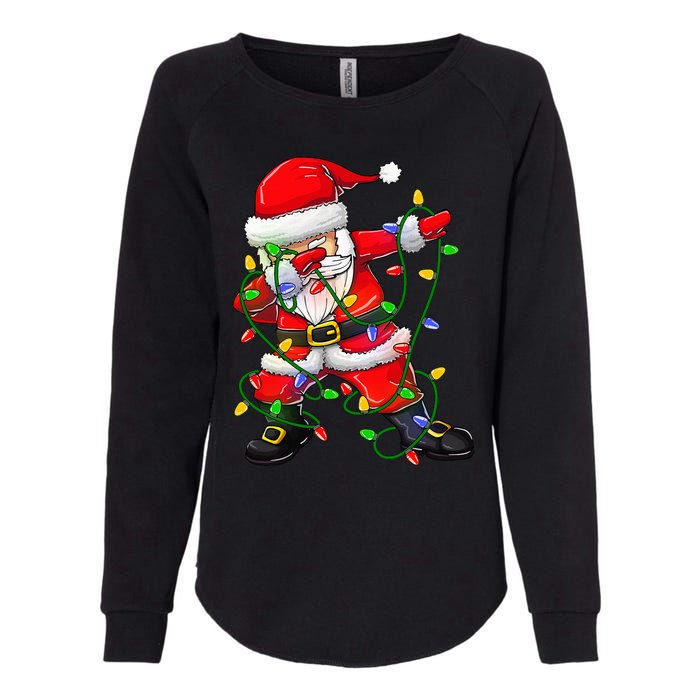 Dabbing Santa Christmas Tree Lights Womens California Wash Sweatshirt