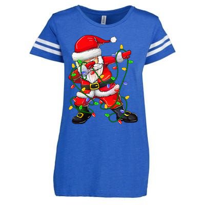 Dabbing Santa Christmas Tree Lights Enza Ladies Jersey Football T-Shirt