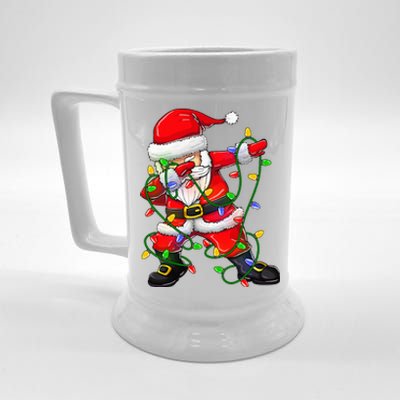 Dabbing Santa Christmas Tree Lights Beer Stein