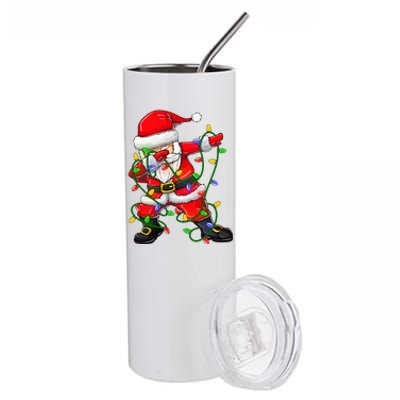 Dabbing Santa Christmas Tree Lights Stainless Steel Tumbler