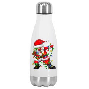 Dabbing Santa Christmas Tree Lights Stainless Steel Insulated Water Bottle