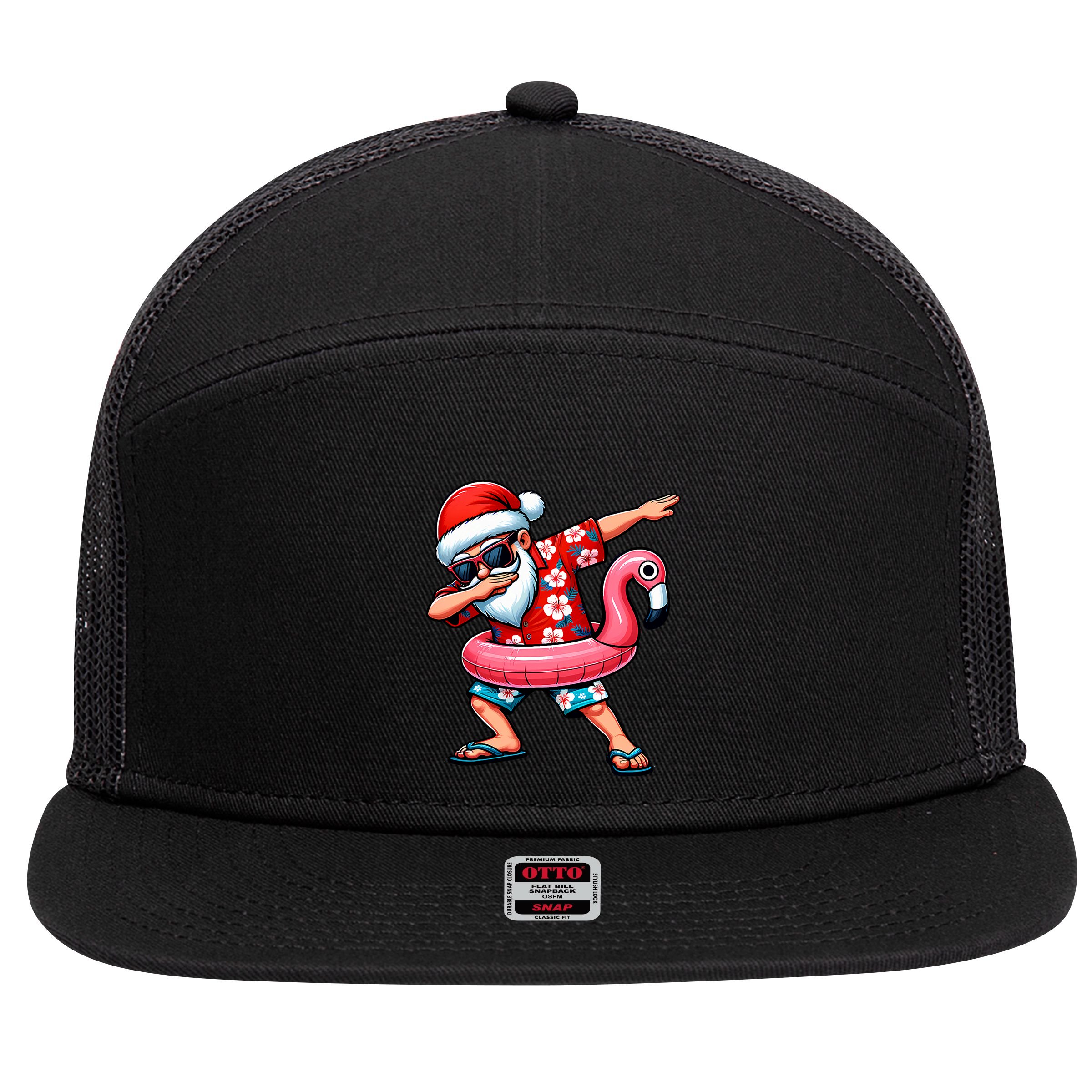 Dabbing Santa Christmas In July Hawaiian Xmas Dab 7 Panel Mesh Trucker Snapback Hat