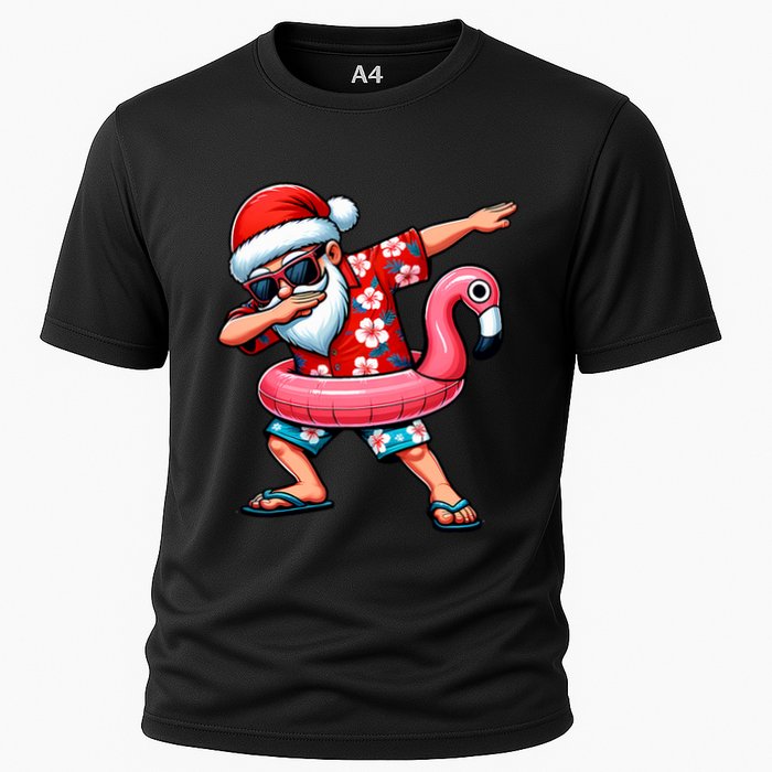 Dabbing Santa Christmas In July Hawaiian Xmas Dab Cooling Performance Crew T-Shirt