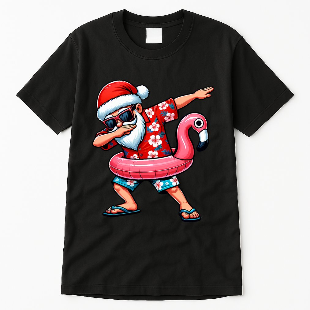 Dabbing Santa Christmas In July Hawaiian Xmas Dab Tall T-Shirt