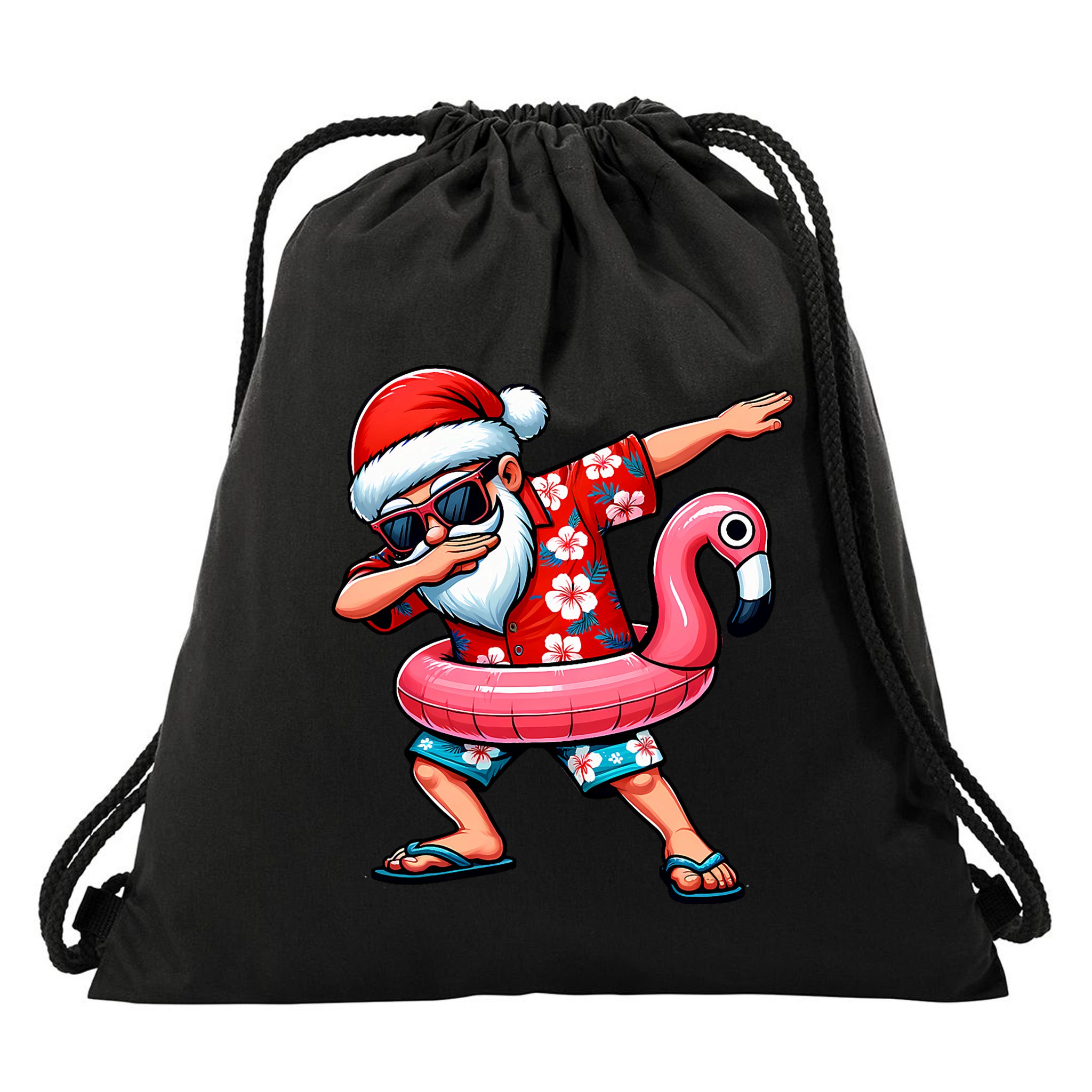 Dabbing Santa Christmas In July Hawaiian Xmas Dab Drawstring Bag
