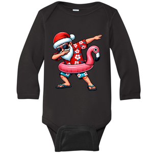 Dabbing Santa Christmas In July Hawaiian Xmas Dab Baby Long Sleeve Bodysuit