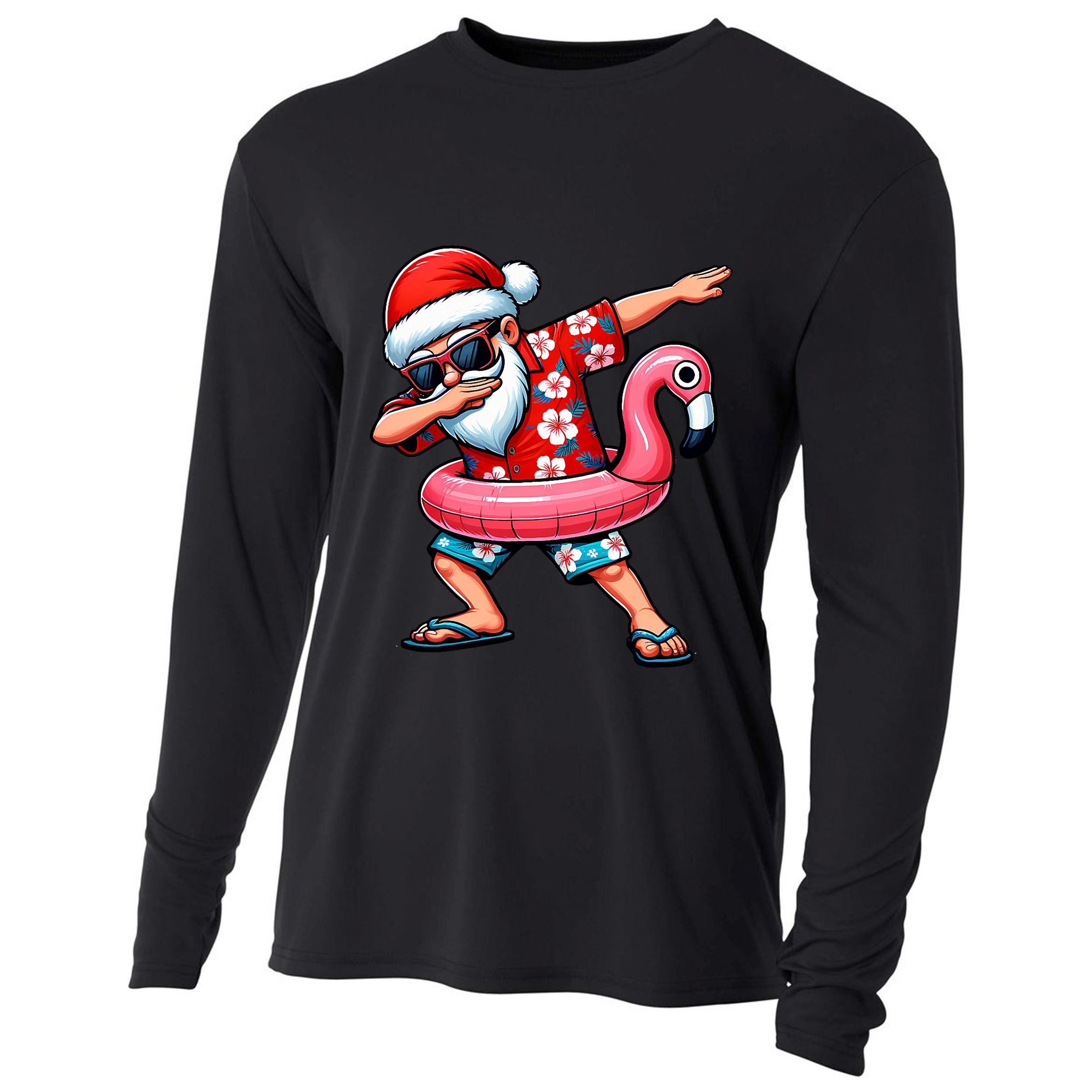Dabbing Santa Christmas In July Hawaiian Xmas Dab Cooling Performance Long Sleeve Crew