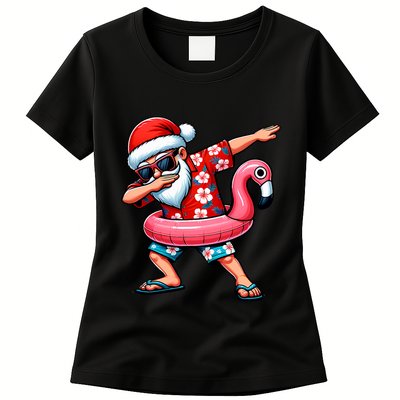 Dabbing Santa Christmas In July Hawaiian Xmas Dab Womens T-Shirt