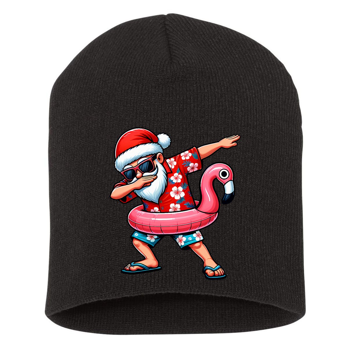 Dabbing Santa Christmas In July Hawaiian Xmas Dab Short Acrylic Beanie