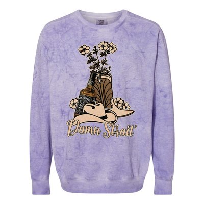 Damn S.T.R.A.I.T Cowboys Outlaws Music 80s Outfit Whiskey Glasses Colorblast Crewneck Sweatshirt