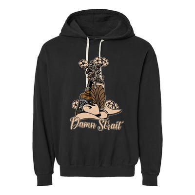 Damn S.T.R.A.I.T Cowboys Outlaws Music 80s Outfit Whiskey Glasses Garment-Dyed Fleece Hoodie