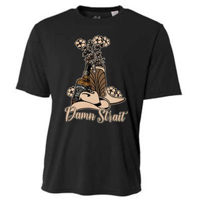 Damn S.T.R.A.I.T Cowboys Outlaws Music 80s Outfit Whiskey Glasses Cooling Performance Crew T-Shirt