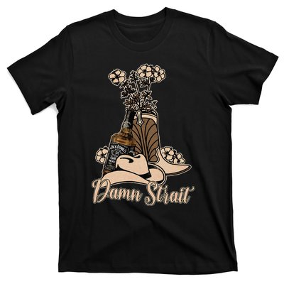 Damn S.T.R.A.I.T Cowboys Outlaws Music 80s Outfit Whiskey Glasses T-Shirt