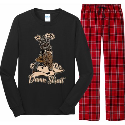 Damn S.T.R.A.I.T Cowboys Outlaws Music 80s Outfit Whiskey Glasses Long Sleeve Pajama Set