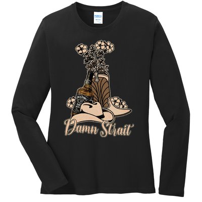 Damn S.T.R.A.I.T Cowboys Outlaws Music 80s Outfit Whiskey Glasses Ladies Long Sleeve Shirt