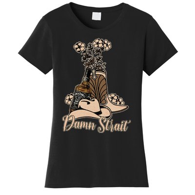 Damn S.T.R.A.I.T Cowboys Outlaws Music 80s Outfit Whiskey Glasses Women's T-Shirt