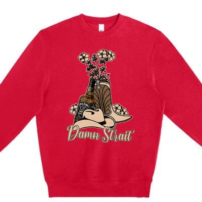 Damn S.T.R.A.I.T Cowboys Outlaws Music 80s Outfit Whiskey Glasses Premium Crewneck Sweatshirt