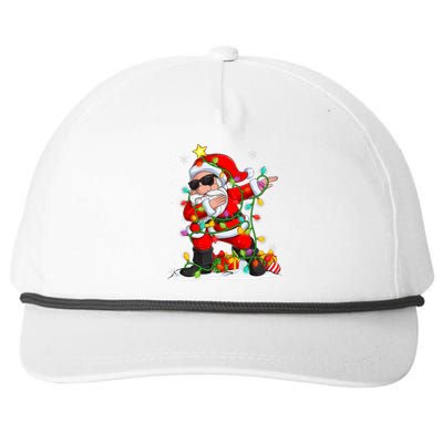 Dabbing Santa Christmas Tree Light Funny Xmas Christmas 2024 Snapback Five-Panel Rope Hat