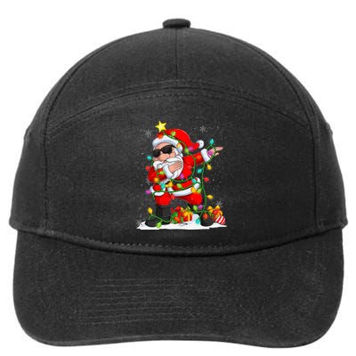 Dabbing Santa Christmas Tree Light Funny Xmas Christmas 2024 7-Panel Snapback Hat