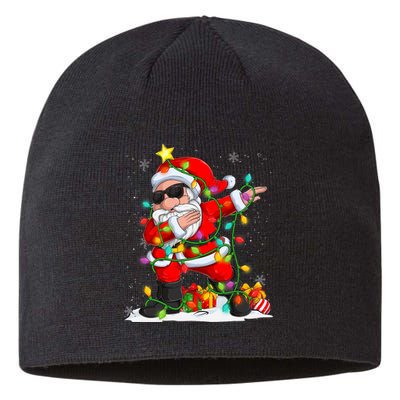 Dabbing Santa Christmas Tree Light Funny Xmas Christmas 2024 Sustainable Beanie