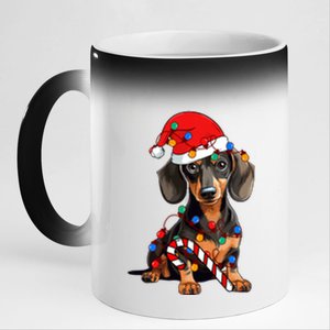 Dachshund Santa Christmas Lights Xmas Dog Lover Xmas Pajama 11oz Black Color Changing Mug