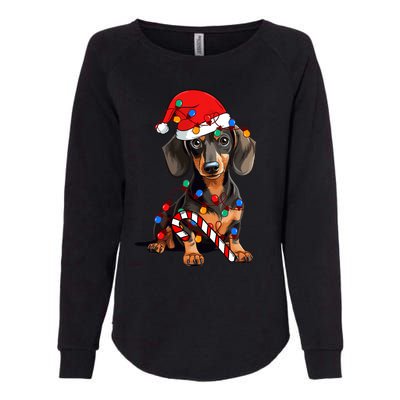 Dachshund Santa Christmas Lights Xmas Dog Lover Xmas Pajama Womens California Wash Sweatshirt