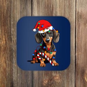 Dachshund Santa Christmas Lights Xmas Dog Lover Xmas Pajama Coaster